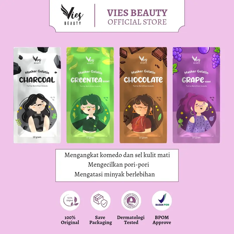 Masker Komedo BPOM Vies 4pcs / Masker Gelatin 0