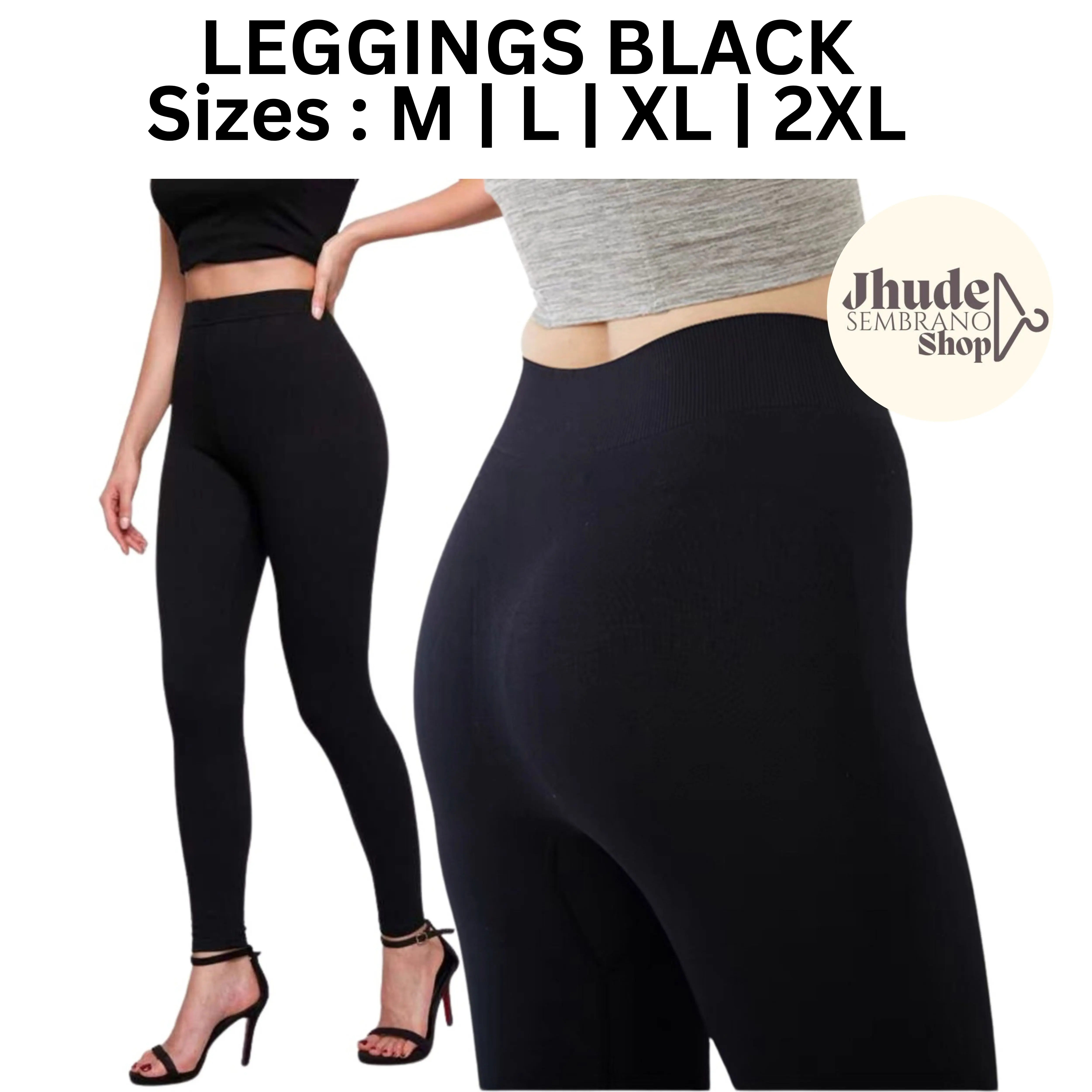 JS Leggings Black Makapal - Sizes - Medium | Large | XL | 2XL Womenswear Bottom