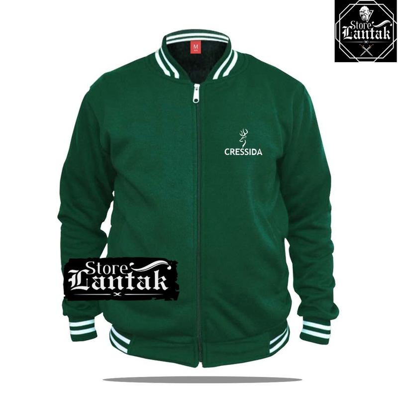 Varsity Resleting Cressida Keren  Text Putih Jaket Pria Wanita Keren Oversize Cewek Cowok Wanita Keren Oversize Cewek Cowok 8