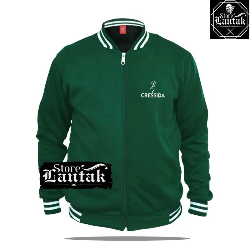 Varsity Resleting Cressida Keren  Text Putih Jaket Pria Wanita Keren Oversize Cewek Cowok Wanita Keren Oversize Cewek Cowok 8