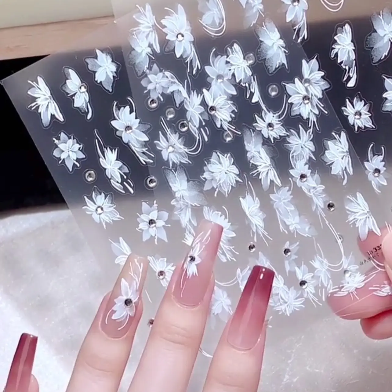 Stick lụa 5d cao cấp đính đá-phụ kiện trang trí nail Làm Nail
