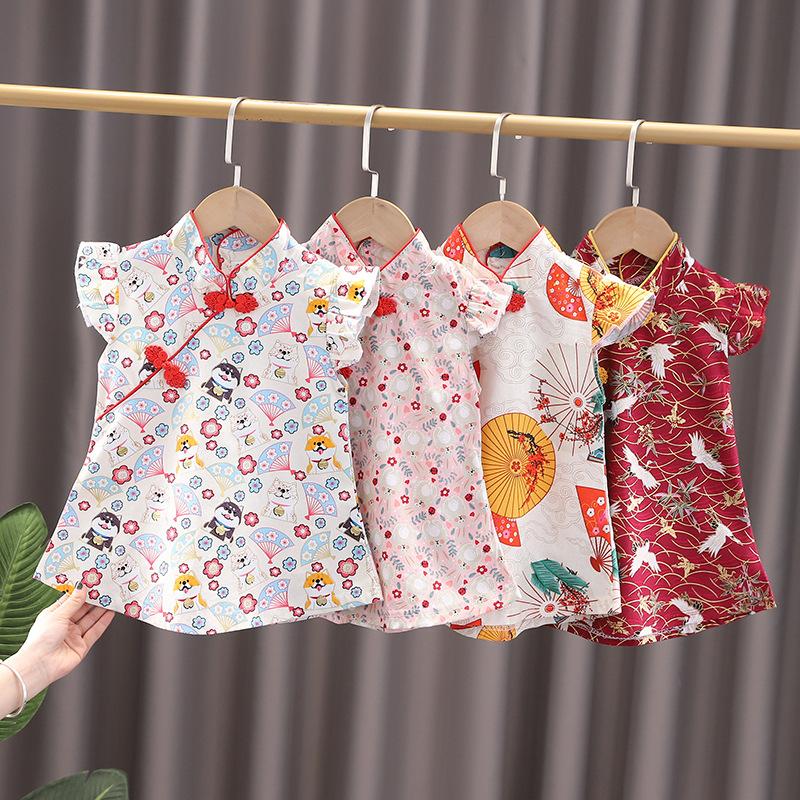 Product Introduction of Trang Phục Han Phong Cách Trung Quốc Mùa Hè Cho Bé Gái Sườn Xám, Ngắn Tay, Váy Cải Tiến Cho Bé Mỏng, Bộ Sưu Tập Mới Mùa Hè 2024 váy  baby tee vaybe đầm  xinh 3