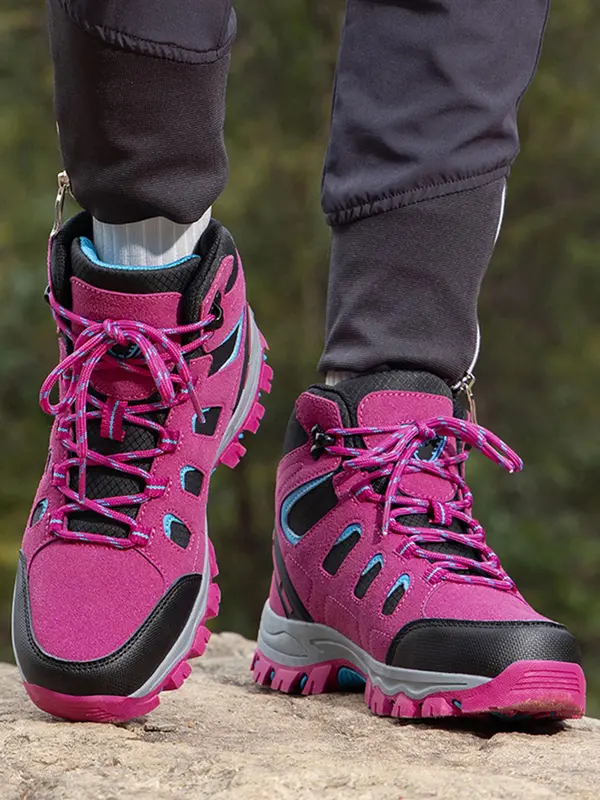 Women's Colorblock Patchwork Lace Up Hiking Shoes, Casual Outdoor Sports Shoes, Breathable Comfortable Non-slip Sneakers for Outdoor Activities 6
