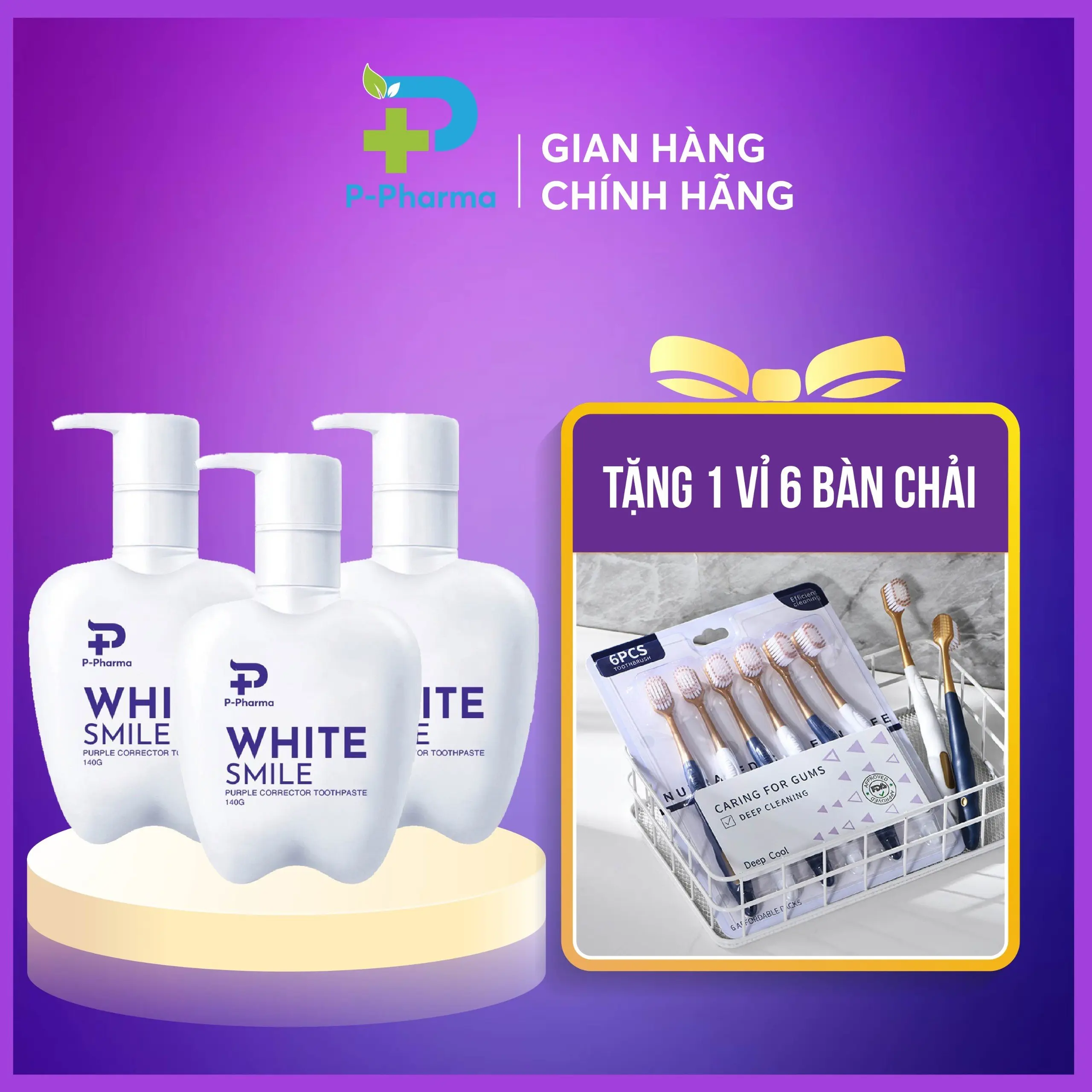 [ Mua 3 tặng 1] Kem Đánh Trắng Răng White Smile - Trắng Răng, Thơm Miệng - Combo 3 chai3 c