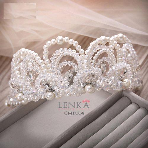 Gambar [BISA COD] WEDDING CROWN TIARA BRIDAL MAHKOTA AKSESORIS PESTA PUTIH CMP004 - Putih dari Lenka Wedding Shop Kota Surabaya Tokopedia
