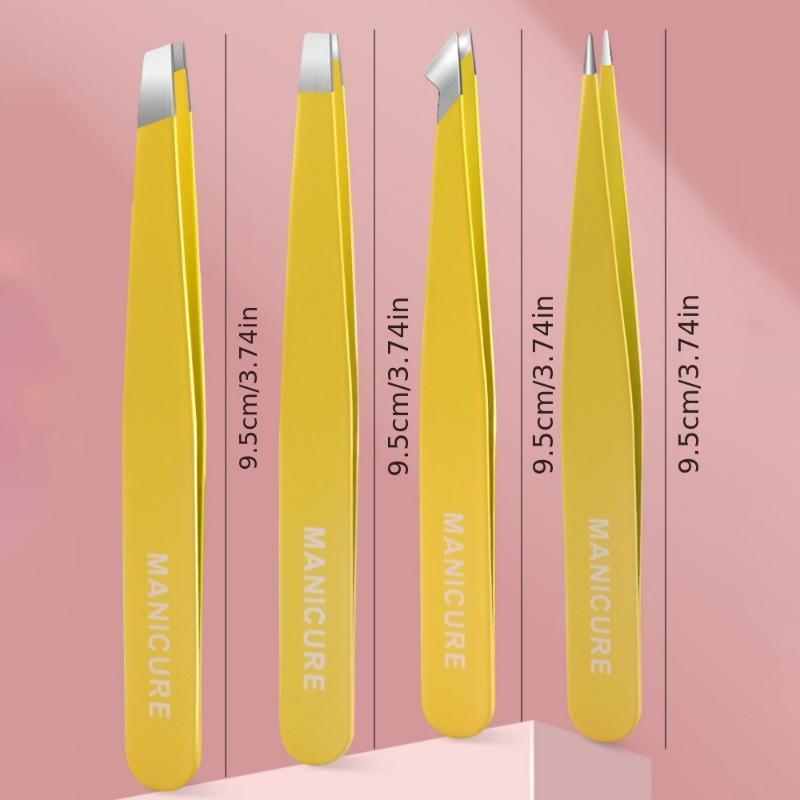 Portable Eyebrow Trimming Tool Set, 4pcs /set Stainless Steel Tweezers & Eyebrow Clips, Professional Makeup Tools for Women 2