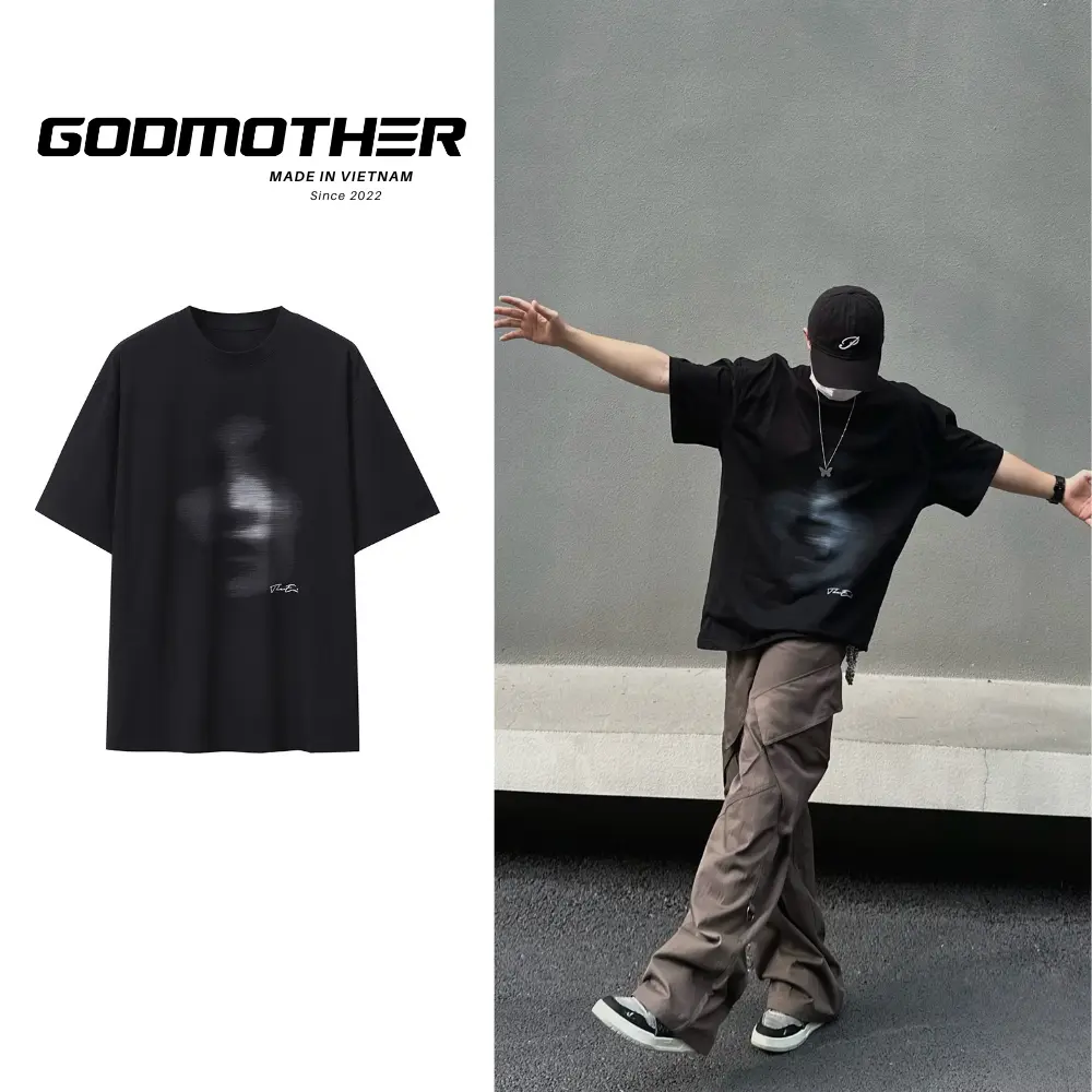 Áo Thun GODMOTHER Blured Face The End Chất Liệu Cotton Form Basic 240GMS Sản phẩm