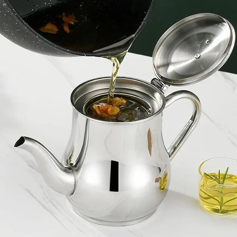 Stainless Steel Oil Filter Pot, 1 Piece Stainless Steel Oil Strainer Pot, Oil Pot with Filter, Kitchen Utensils & Gadgets for Home Use 7