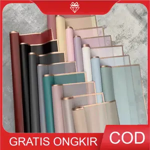 20 LEMBAR Korean Wrapping Polos List Gold - Bahan buket bunga W002 Cellophane