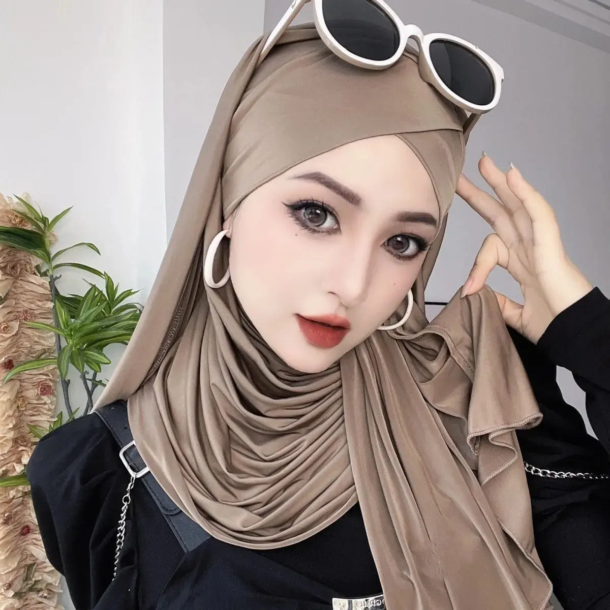 New Four Seasons Solid Color Headscarf Crystal Women's Scarf Scarf Brim Pullover Best-Selling Leisure Convenient Fashion Veil