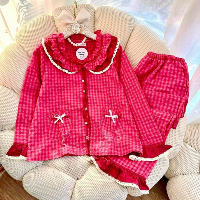 M17 Bộ tiểu thư cho nữ, chất đũi thô + đũi nhung mềm, chất mỏng nhẹ không dày, mặc nhà hay ra ngoài đều được, phù hợp thời tiết bốn mùa, hàng đặt riêng có size, BÈO CỔ PHỐI LỤA NẸP VIỀN REN CÚC CHUN xinh xắn M17 , có size