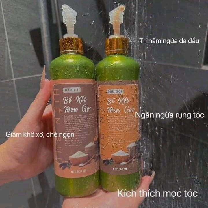 combo dầu gội xả bồ kết men gạo 2 chai 1000ml