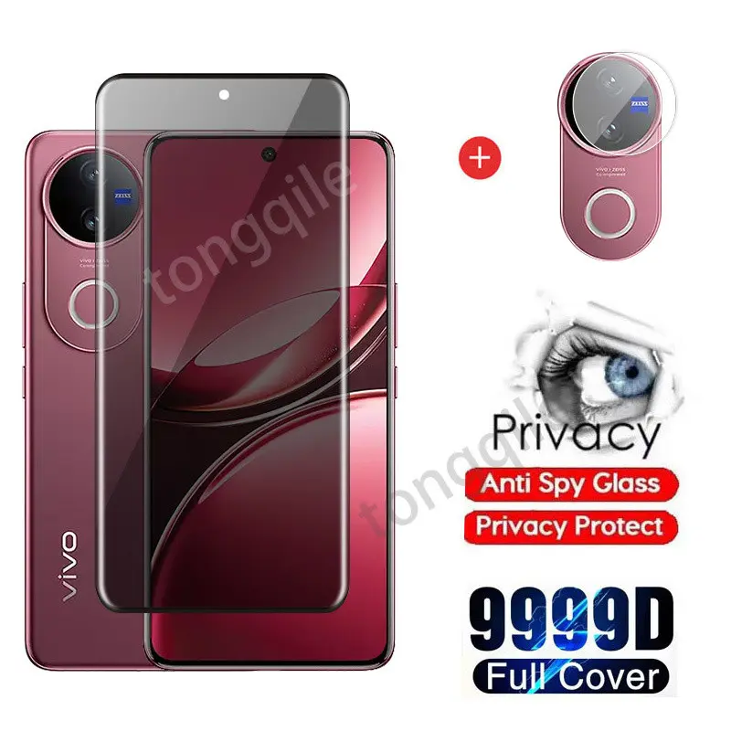 2 in 1 Curved Private Tempered Glass For Vivo V50 VivoV50 V 50 5G 2025 Full Cover Screen Camera Lens Protector Protective Anti Peek Privacy Film Anti Scratch