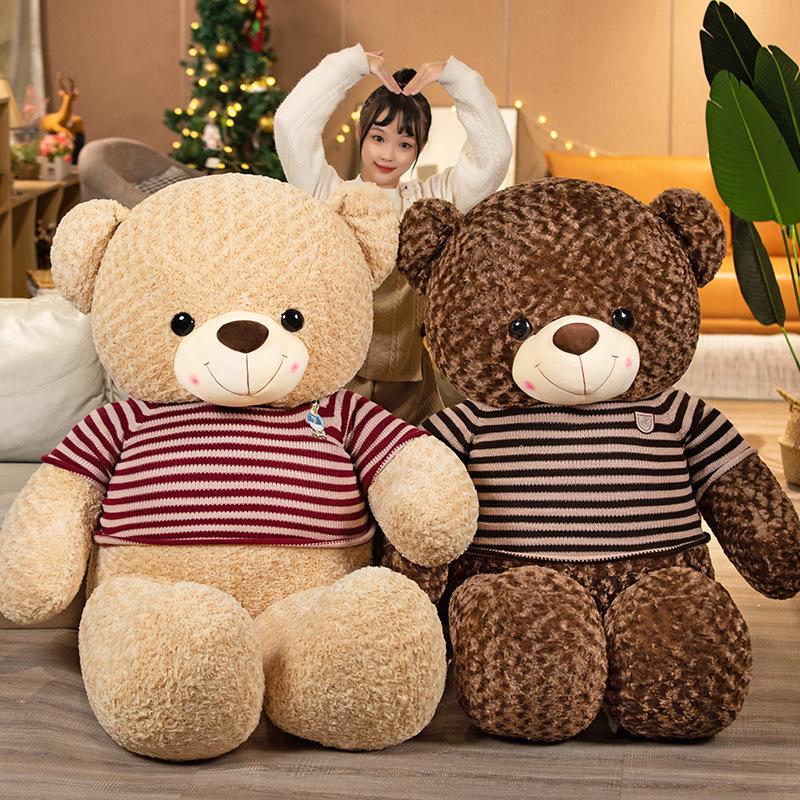  Thú nhồi bông Teddy mặc áo kẻ size khổng lồ Gấu bông Teddy mặc áo kẻ size đại Thú Bông Toy Đồ Chơi Voi Phát Nhạc gau  nau 