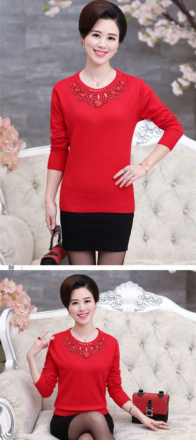 Product Introduction of Quần Áo Nữ Trung Niên Và Cao Tuổi, Thời Trang Hàng Đầu, Dát Kim Cương, Áo Lót Mùa Thu Và Mùa Đông, Áo Len Dệt Kim, Cho Tình Yêu Của Mẹ, Hàng Mới Về Top Women 5