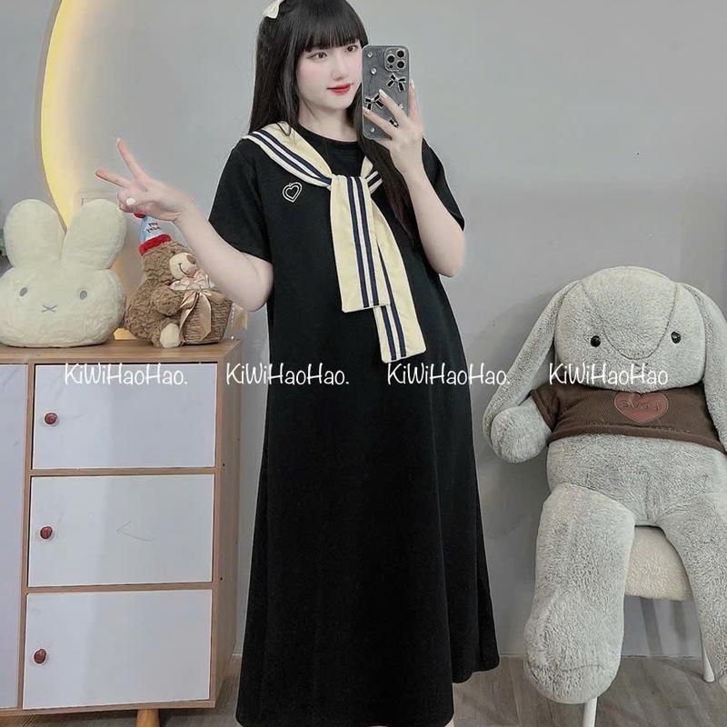 Đầm Bầu Thêu Tim Kèm Khăn Cao Cấp Váy Bầu Chất Lượng