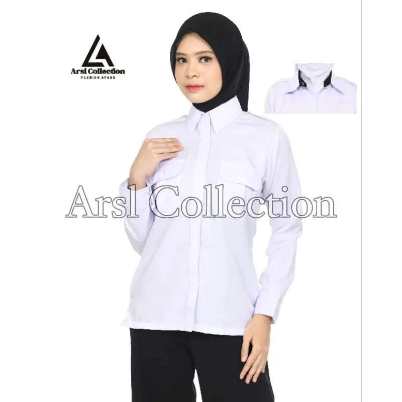 Baju Seragam Dinas Putih Wanita Seragam Pns Putih Wanita Baju Pdh Putih Wanita Kerah Hitam Terbaru