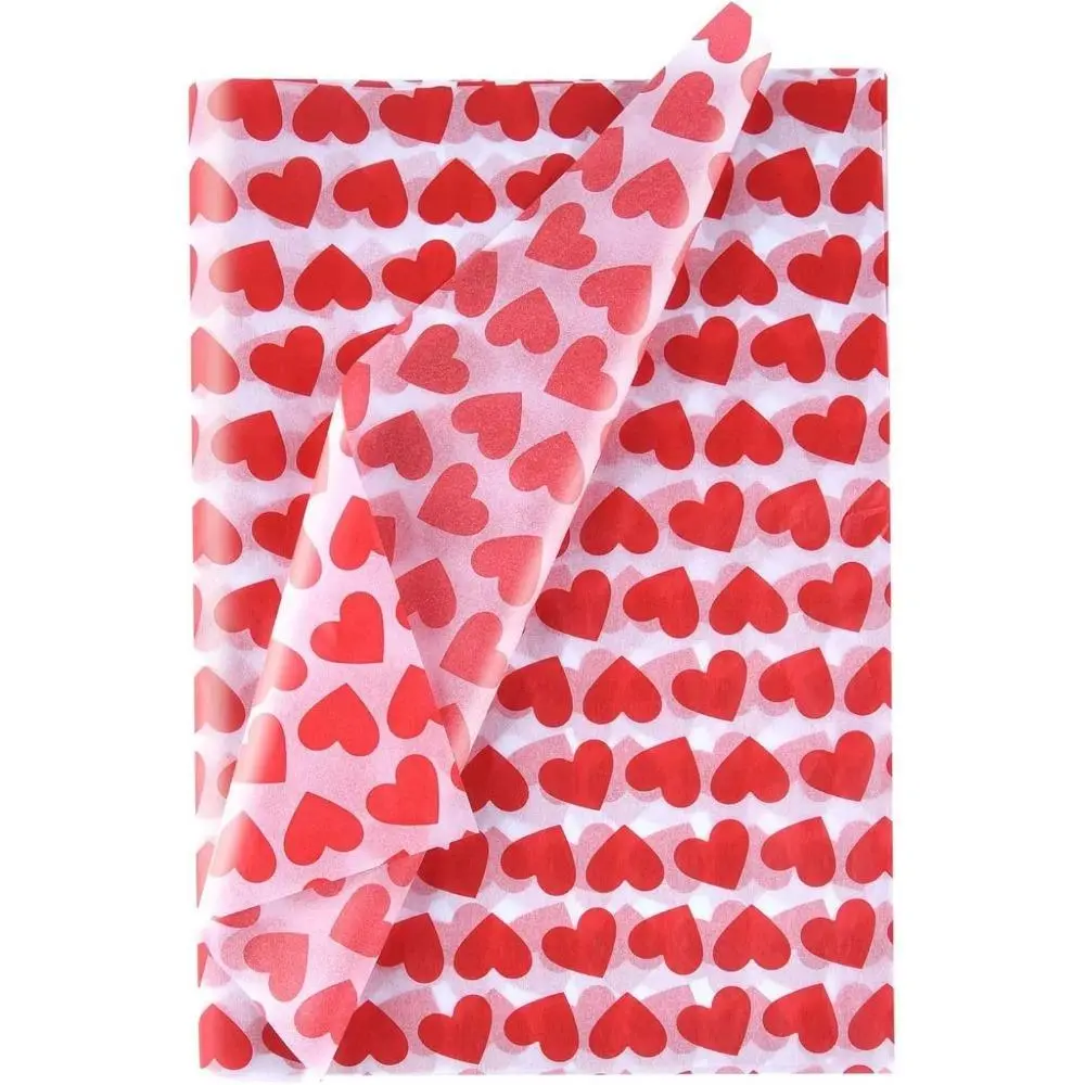 Heart Pattern Tissue Paper, 1 Set 10 Sheets Gift Wrapping Tissue Paper, Art Paper for Crafts, Valentine's Day Wedding Decor