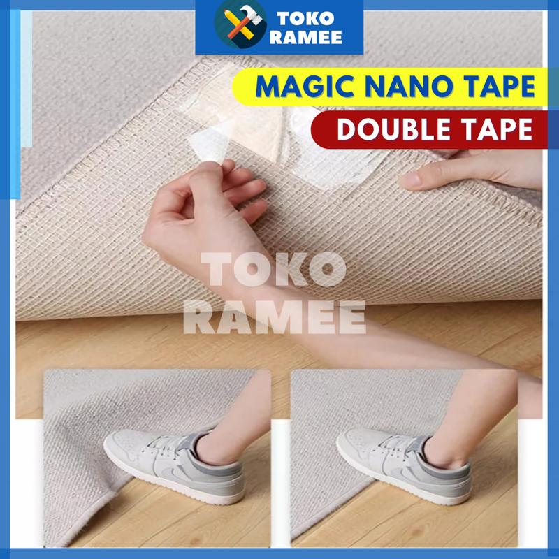 Lem Double / Doble Tape Nano Magic Tape Lakban Selotip Isolasi Tempelan Perekat 2 Sisi Double / Doubel / Dauble Tip Tipe Tap Tape 1M 3M 5M Bening Akrilik Acrylic Super Kuat Tanpa Bekas Dinding Serbaguna Multifungsi Waterproof Water Proof Bisa Dicuci 6