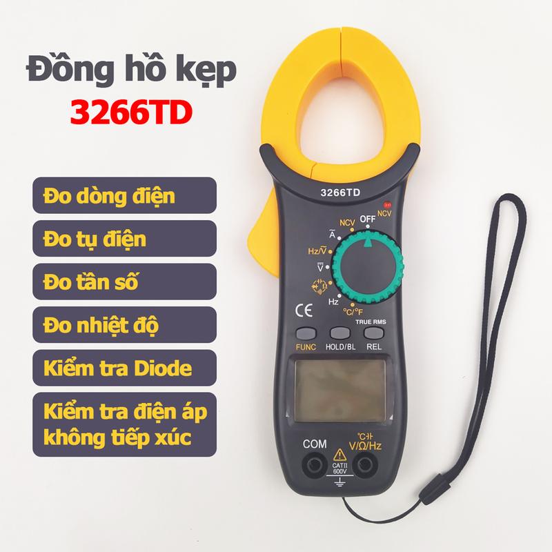 Đồng hồ vạn năng kìm kẹp dòng ampe kế NJTY 3266TD đo tụ, tần số, nhiệt độ, điện trở, điện áp