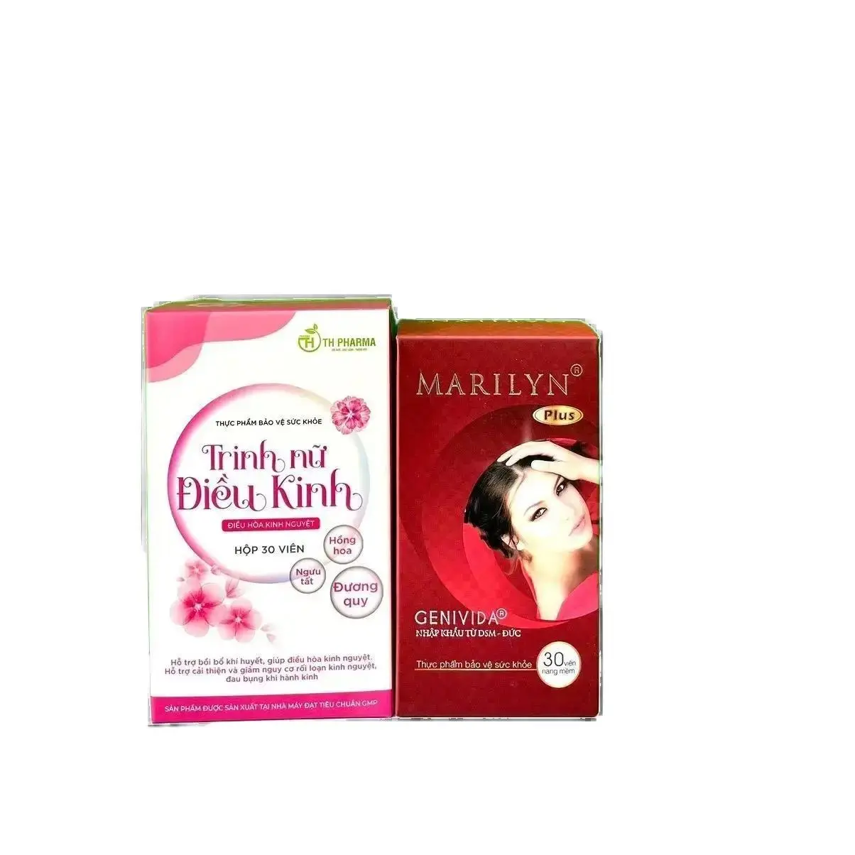 -Combo viên uống Marilyn+Trinh Nữ Điều Kinh. hỗ trợ suy giảm nội tiết nữ tiền mãn và mãn kinh,     giúp đều kinh cải thiện kinh ít, da khô nám sạm, nóng trong ... (mua 2 combo tặng 1 chai ddvs Lady care 150 )