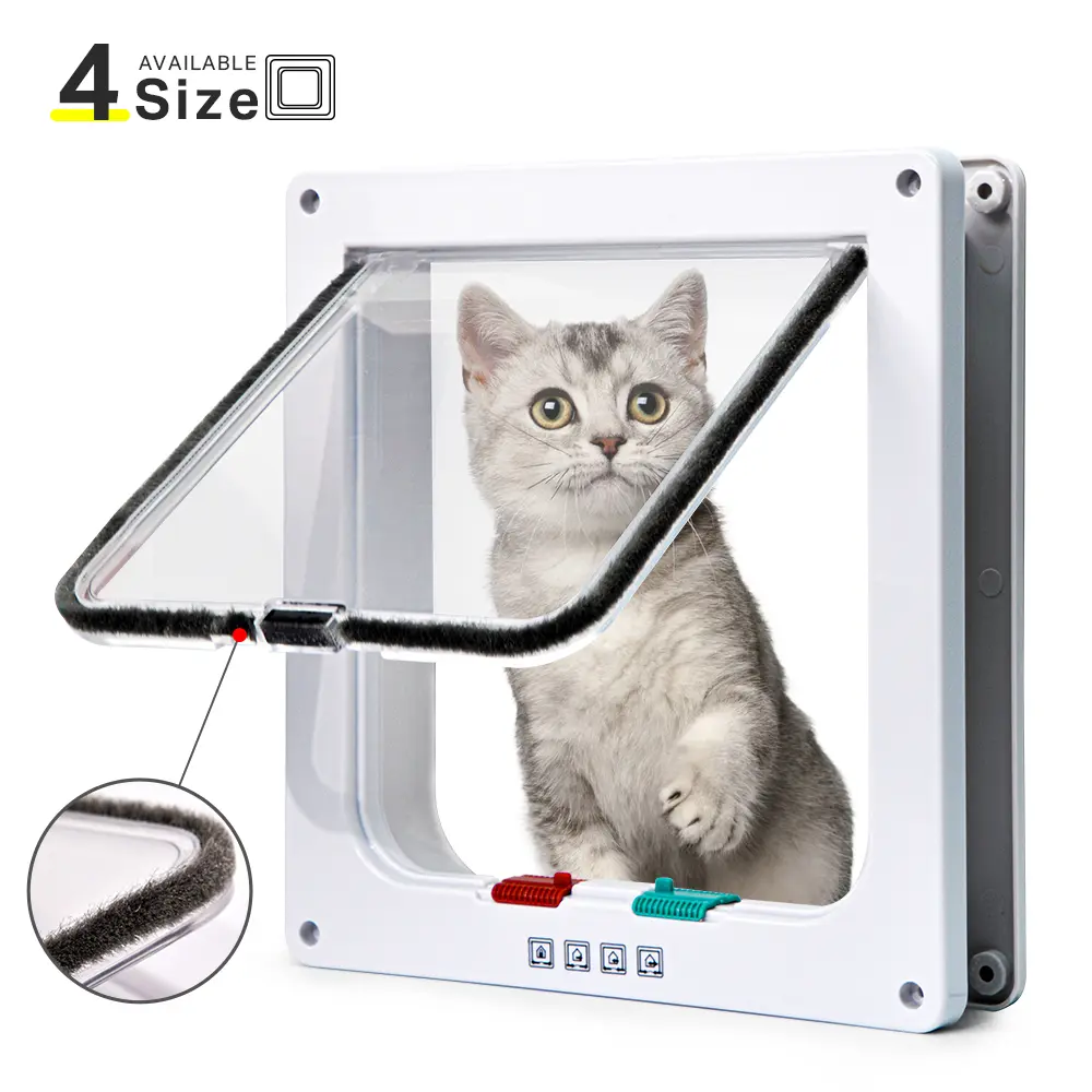 Smart Pet Door 4 Way Locking Security Lock ABS Plastic Dog Cat Flap Door Controllable Switch Direction Doors