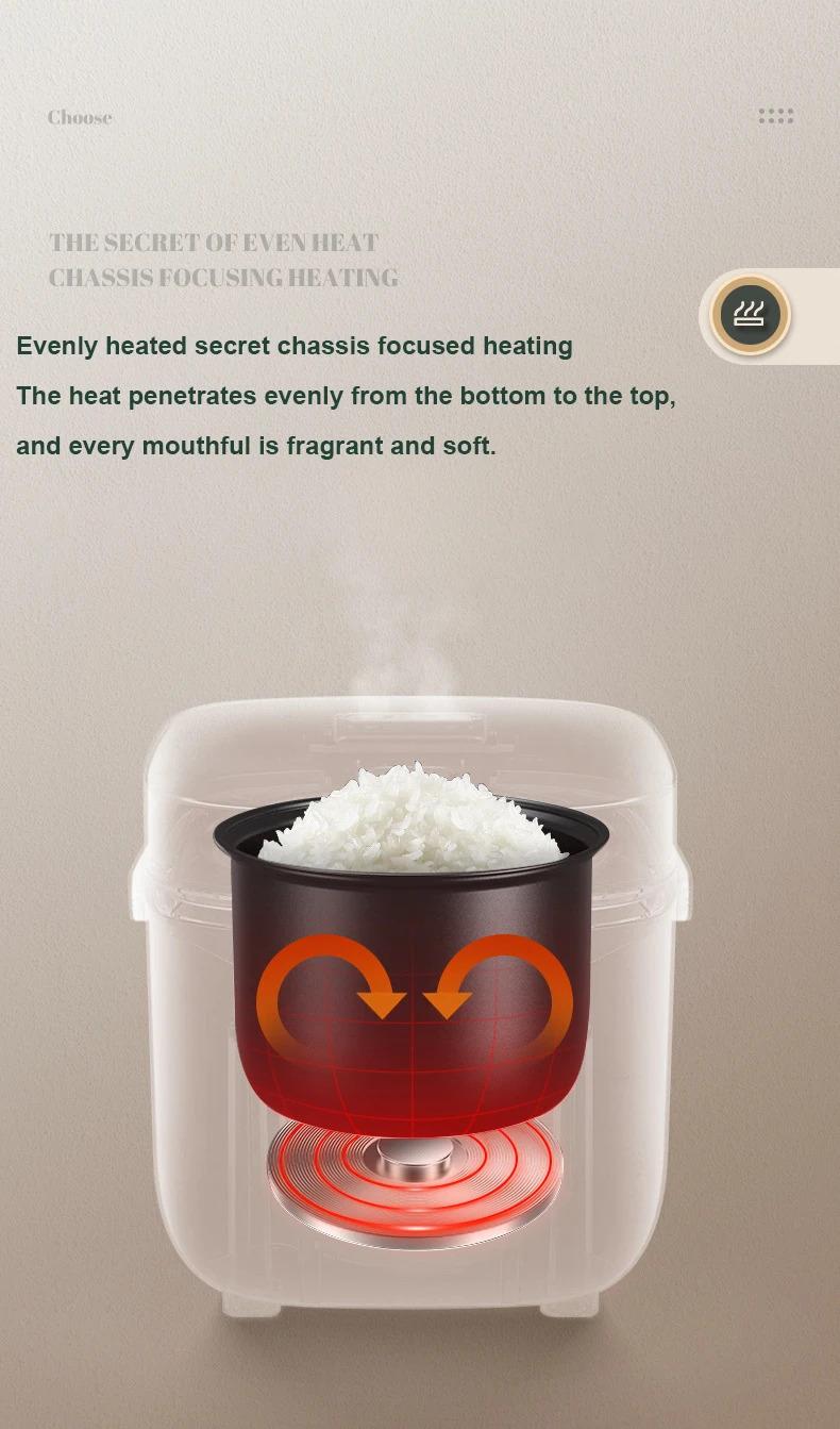 Product Introduction of Mini Rice Cooker Automatic Household Kitchen Electric Cooking machine 1-2 People Food Warmer Steamer 1.2L Small Rice Cooker 7
