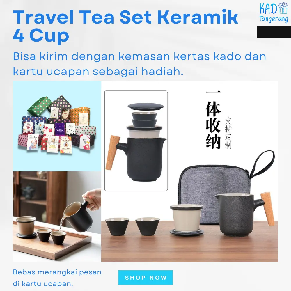 Cangkir Tea Set Travel Portable Bag Tea Pot Chinese Mini Gelas Keramik Teh Coffe Relax Hadiah Kado Gift