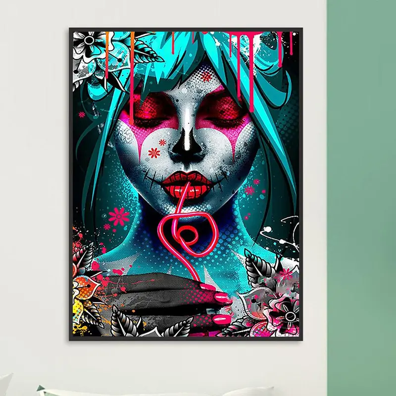 5d Diamond Arts Colorful Painting Kit, Girl Pattern DIY Rhinestone Embroidery Set, Paint with Artificial Diamonds Art by Number Kit for Home Wall Craft Decoration without Frame 2