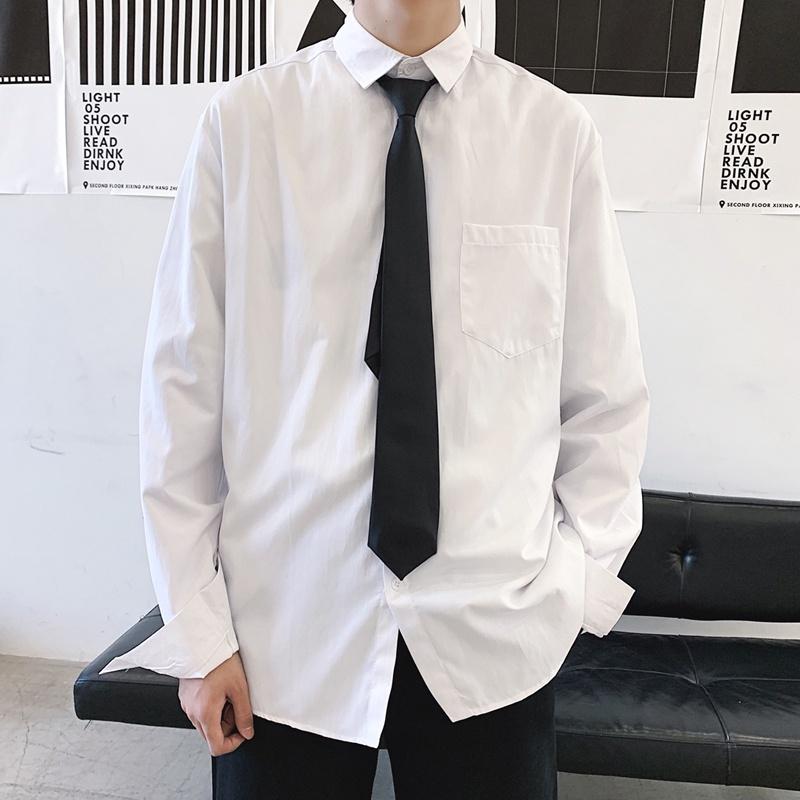 Cà vạt tự thắt cho học sinh kỷ yếu bản nhỏ và lớn KING caravat nam nữ vải phi bóng và silk màu đen style hàn quốc C01