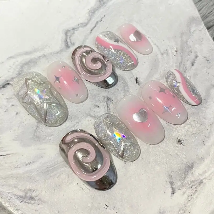 Kuku Palsu 3D Punie | Press On Nails | Custom Fake Nails | Hand Made | Nail Art Murah
