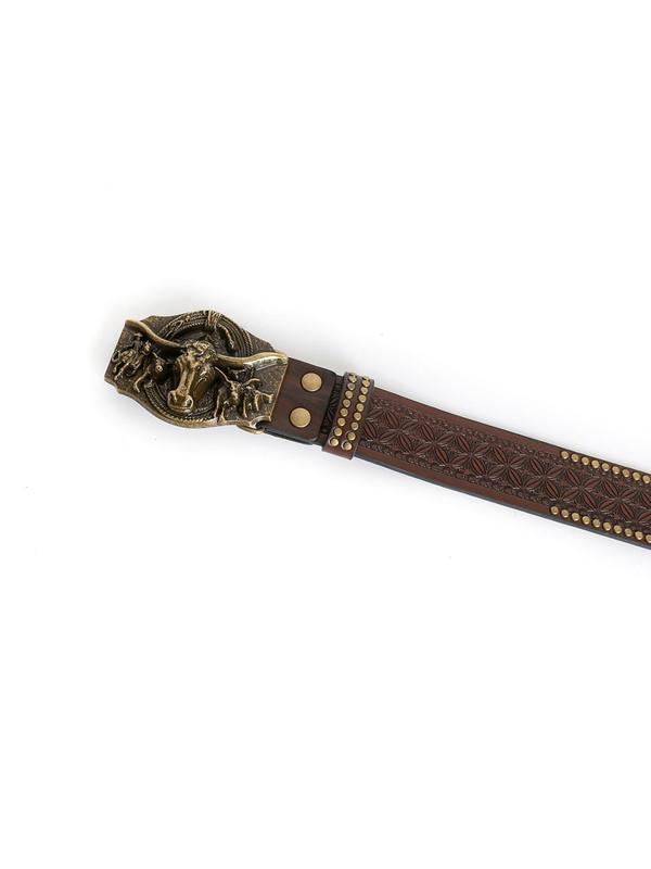 Men's Punk Style Bull Decor Belt, Vintage Western Cowboy Belt, Fashion Belt for Party, Daily Clothing Decor, Trendy All-match & Exquisite Belt for Birthday Gift 7
