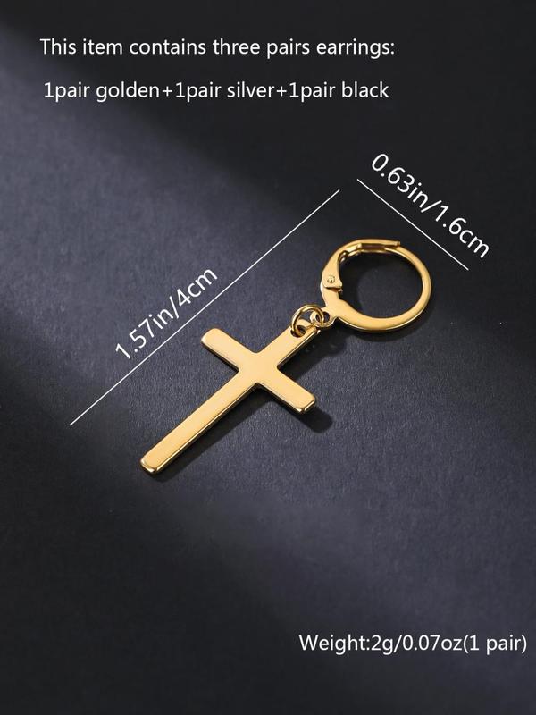 Street Style Cross Design Dangle Earrings, Fashion Stainless Steel Ear Piercing Jewelry for Women and Men, Casual All-match Accessories for Party, Daily Wear 1