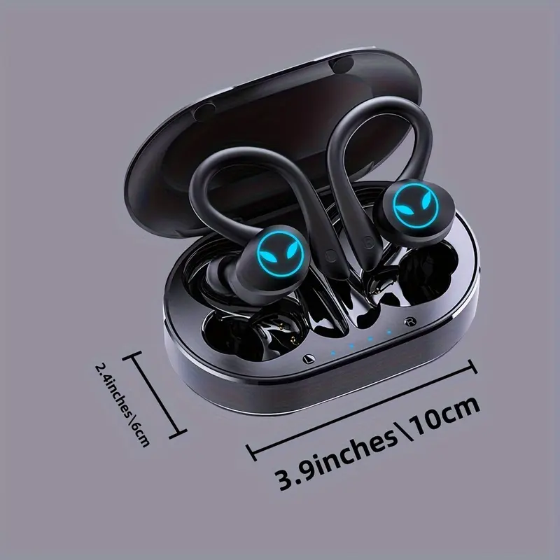 Wireless Earphones Wireless Earbuds 120 Hours Playback Earbuds Stereo Bass Over-Ear Headphones with Ear Hooks Microphone, Suitable for Sports/Workout/Gym/Running, Black 1