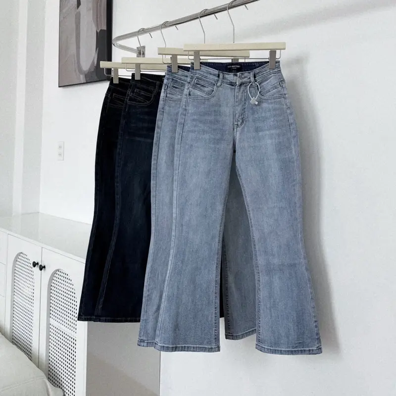 Quần jean nữ dáng LOE lưng cao co giãn dành cho nấm lùn Linboutique