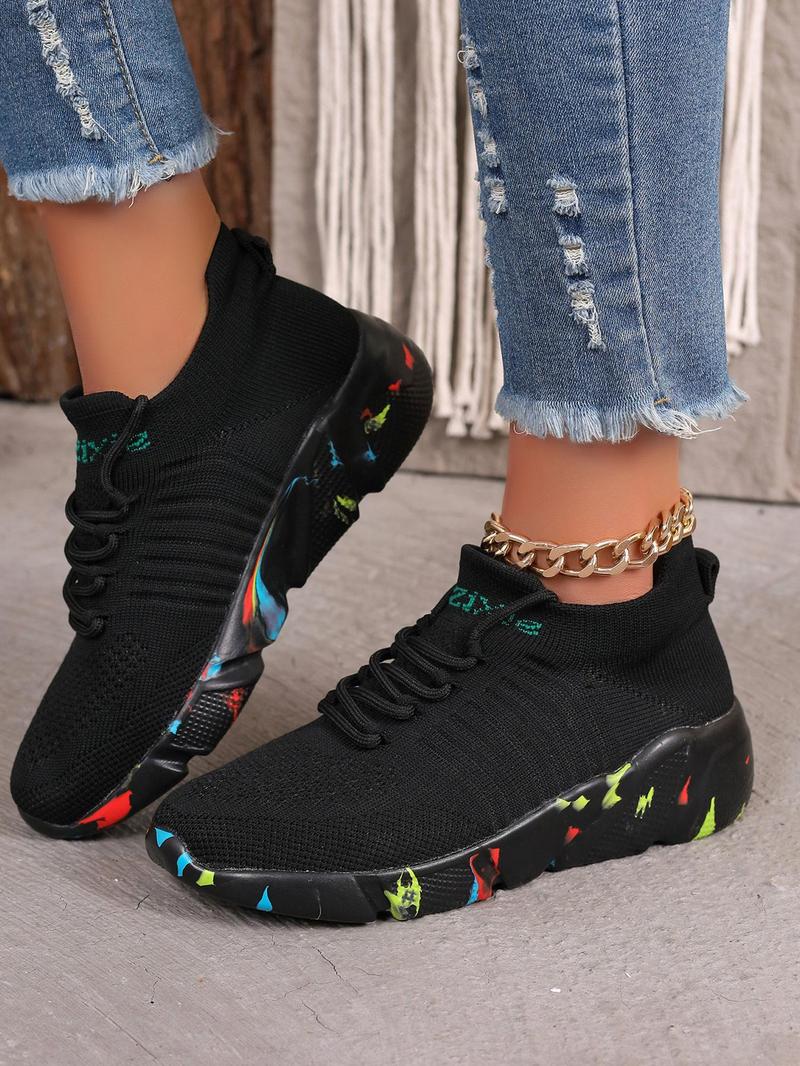 Product Introduction of Women's Fashionable Lace Up Low Top Sneakers, Casual Breathable Comfortable Sports Running Shoes, All-match Basic Shoes for Daily Wear 1