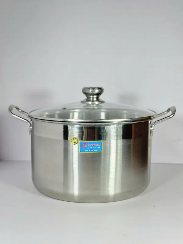 Nồi Inox 1 đáy TUẤN PHÁT ĐẠT – Nắp Kính - Size 30CM – Dùng được trên mọi loại bếp dodung  gia dinh 0