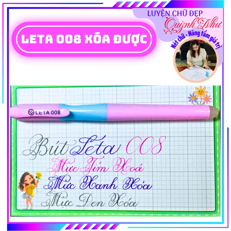 Bút Leta 008, Bút Máy Xóa Được, Ngòi Kim Tinh Êm Trơn - Bút Máy Luyện Chữ Đẹp 1