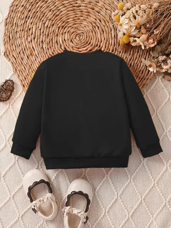 Baby Girl's "Daddy's Girl" Letter Print Crewneck Sweatshirt, Casual Round Neck Long Sleeve Pullover Top for Baby Girls, 2024 Trendy New Kids Fashion 7