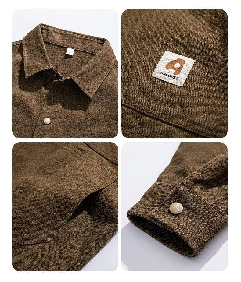 Product Introduction of Men's washed vintage long sleeve work shirt Artistic style cotton large size shirt jacket 16