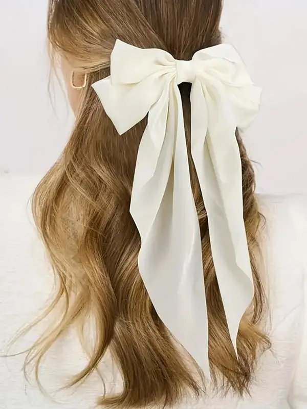 Elegant Tiered Layered Bowknot Decorated French Hair Clips, Gifts for Her, Bow Trend Hairstyles, Large Size French Claw Clip, Hair Accessories for Party & Back To School, Gift for Girlfriend, Barrettes, Ponytail Hair Clip 8
