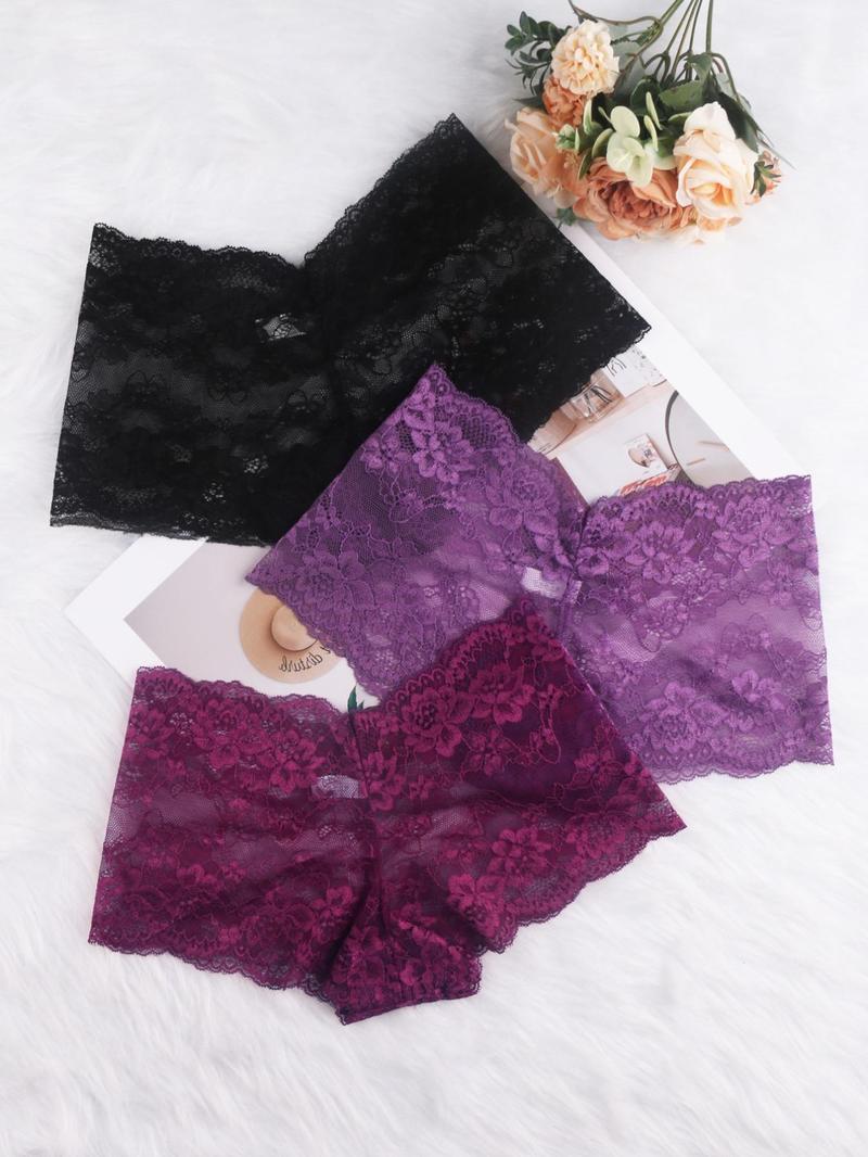 Product Introduction of Women's Plain Lace Boyshorts, Soft Comfy Pastel Breathable Panty for Daily Wear, Underwear for All Seasons, Panties for Women 4
