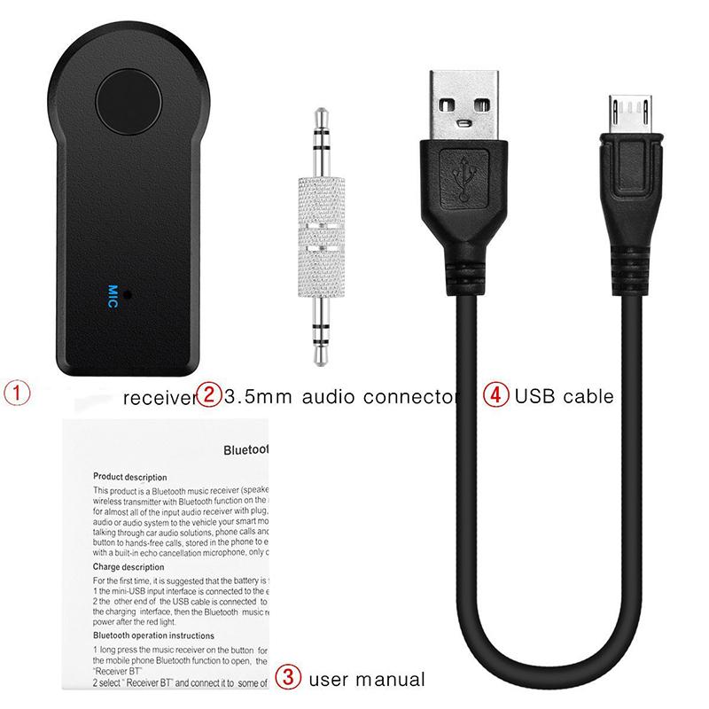 Product Introduction of 3.5mm Jack Wireless Bluetooth -compatible Receiver Transmitter Adapter For Car Music Audio Aux A2dp Headphone Reciever Handsfree 19