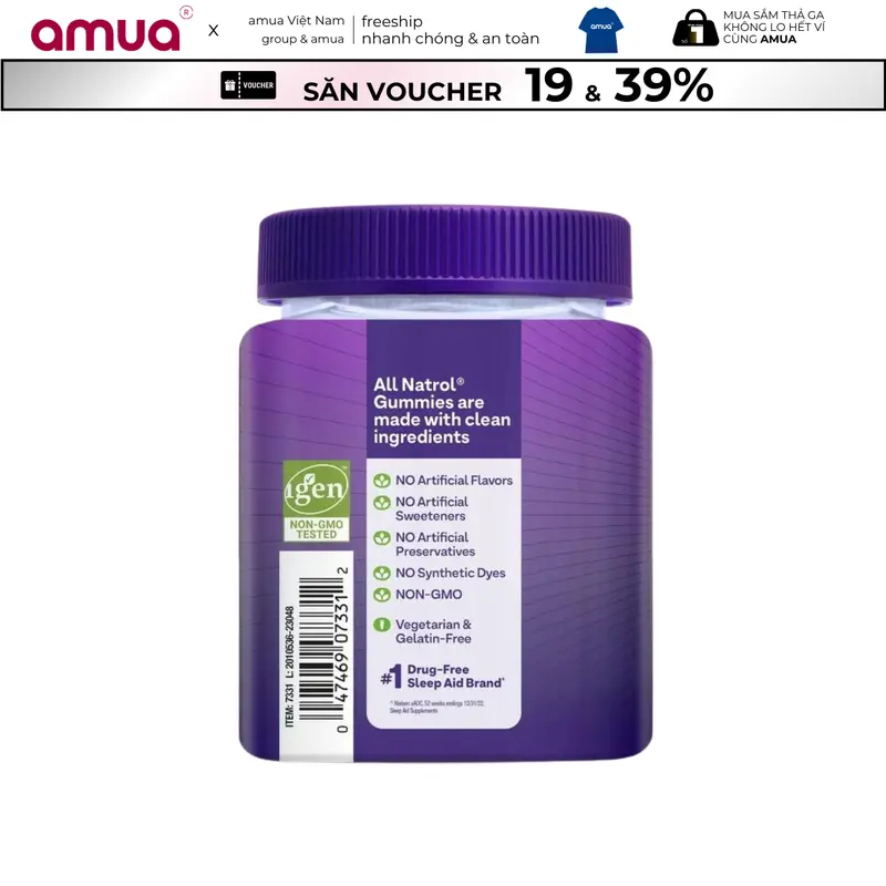 Kẹo Ngủ Ngon Melatonin 10mg Của NaTrol Mỹ - Kẹo Dẻo Ngủ Ngon, Kẹo Dễ Ngủ, Kẹo Hổ Trợ Giấc Ngủ, Kẹo Dẻo Melatonin, Kẹo Giúp Ngủ Ngon 1