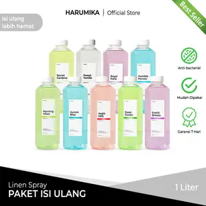 PAKET REFILL - Harumika 1Liter LINEN SPRAY & ROOM REFRESHER ANTI BACTERIAL