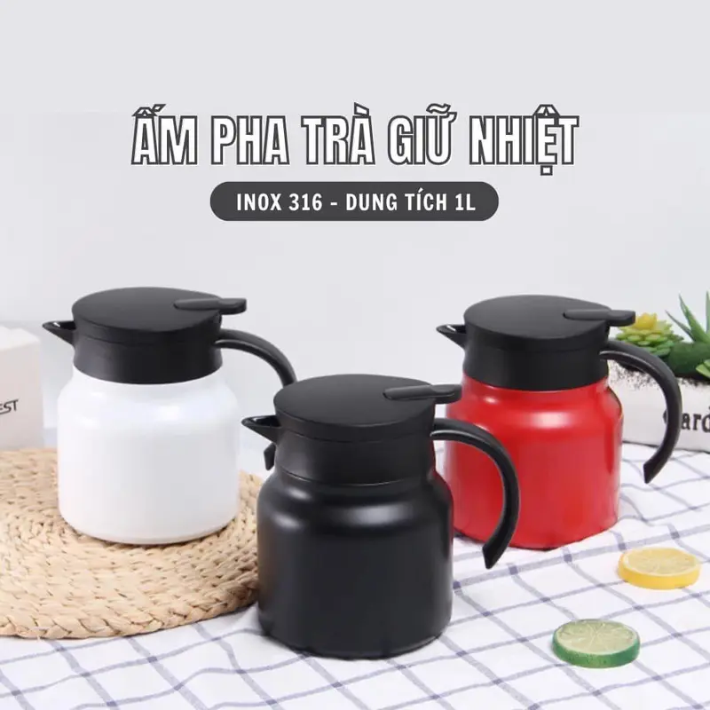Ấm pha trà giữ nhiệt có lõi lọc inox chống gỉ, bình pha trà nắp vặn đậy kín , giữ nóng 12 giờ , giữ lạnh 20 giờ thuỷ 2