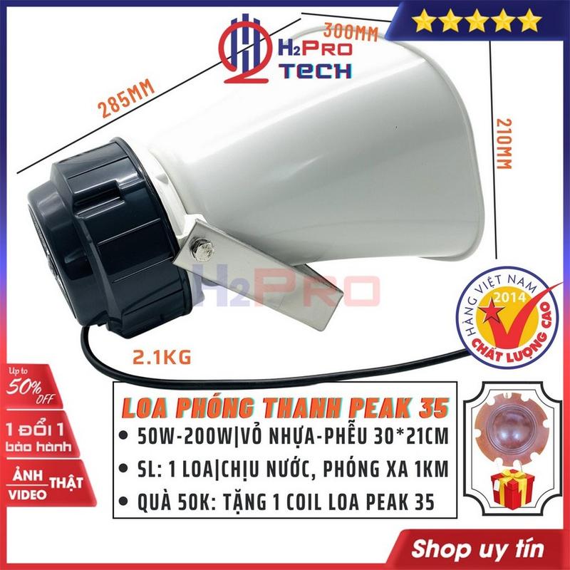Loa Nén 50W Loa Phóng Thanh PEAK-35 Cao Cấp Chính Hãng Vành Nhựa Chữ Nhật 30x21Cm-Chịu Nước-Tặng 1 Côn 50k-H2Pro Tech