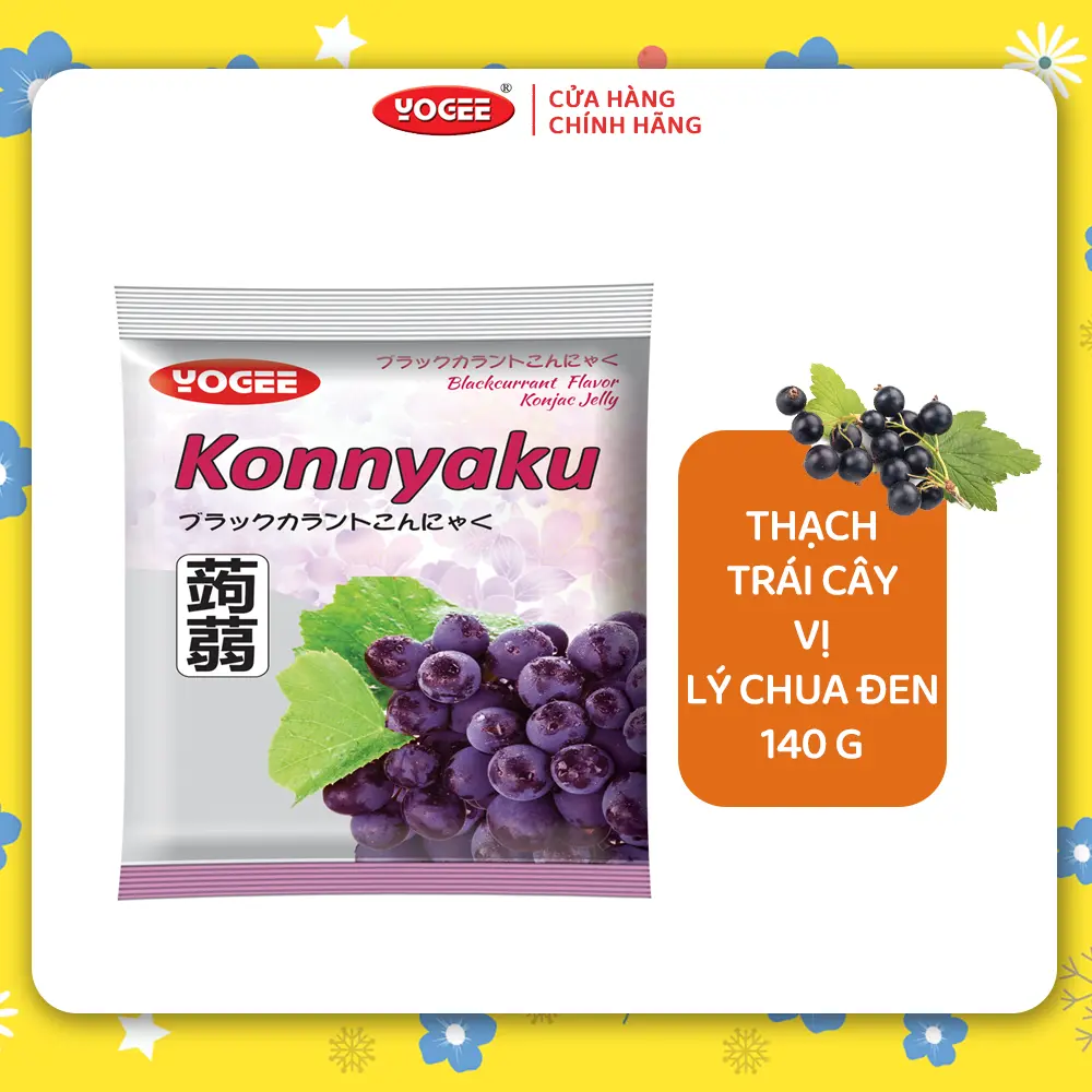 Thạch trái cây YOGEE Konjac Jelly vị Lý Chua Đen 140g (14g × 10 gói nhỏ)
