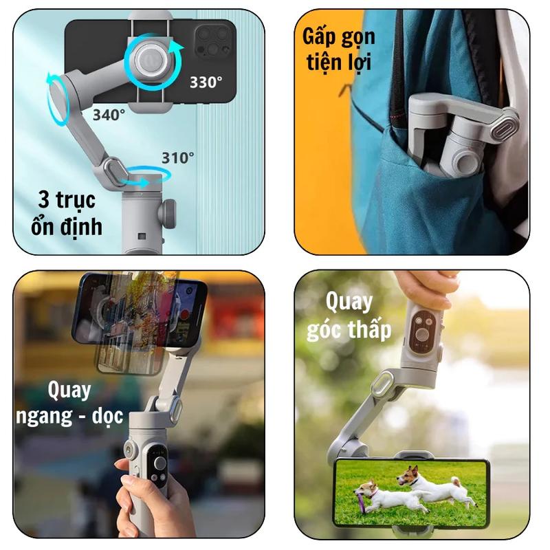 Product Introduction of AOCHUAN Gimbal Smart X Pro Gậy chống rung điện thoại tích hợp sạc dự phòng không dây, đèn led và pin dung lượng cao 2
