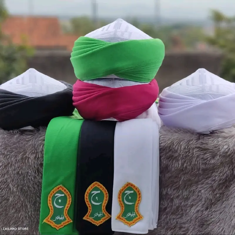 sorban imamah Katun combed 30s premium halus 2-9 m Lembut Peci Logo Bordir Muslim Motif Kain Hitam Standar Kopiah Songkok 4